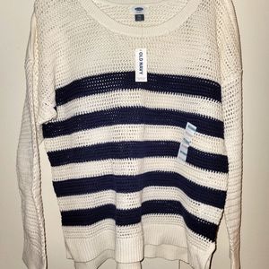 Old Navy netted sweater 2XL Striped blue/white